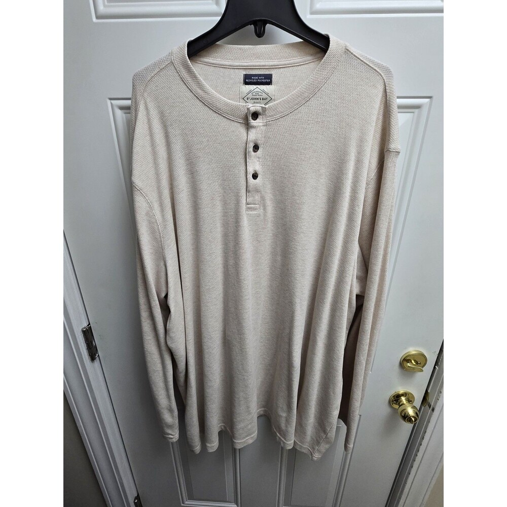 St Johns Bay Tan Crewneck Sweater 4XLT 60% Cotton Beige Pullover